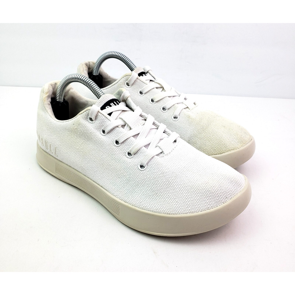 Nobull Womens Size 7 White Canvas Lace Up Athletic Trainer Sneaker Shoes